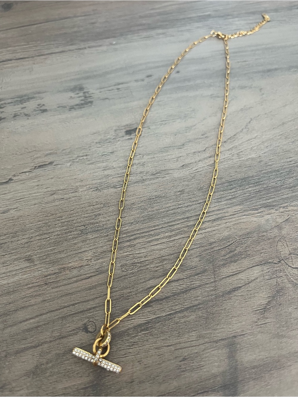 Copa 18k Gold Plated Necklace with Pave Toggle